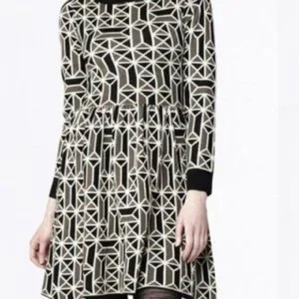 Dear Creatures Black and White Geometric Dress